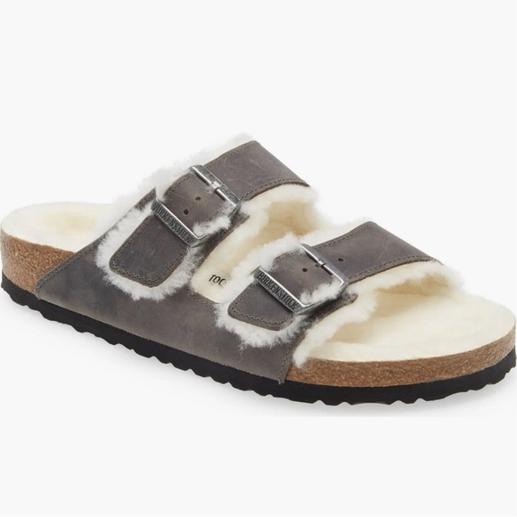 Birkenstock Other - New Birkenstock Arizona Genuine Shearling 
Sandal Men’s Size 12 Iron/Natural